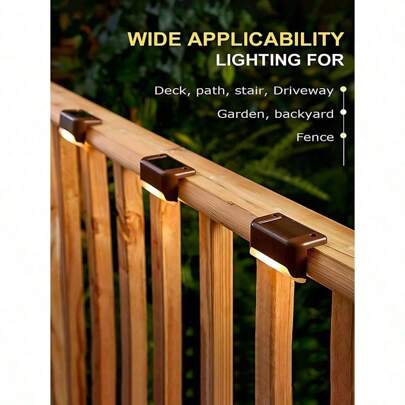 4/12PC Waterproof Solar Deck Light, Used For Outdoor Stairs, Fences, Gardens, Balconies, Yards, Terraces, And Channel Decoration - Warm White LED Light