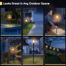 P1 Solar Torch Light With Flickering Flame - Waterproof Outdoor Solar Tiki Torches Equipped With 96 LED Bulbs For Stunning Realistic Fire Effect - 4 Packs, Outdoor Garden Lighting For Pathway, Yard, Patio - 4Pack - View 3