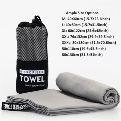 1 件/2 件双面毛绒超柔软超细纤维速干运动毛巾，轻便，吸水，不粘沙，适合瑜伽、游泳、徒步旅行、露营