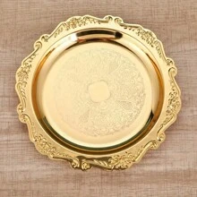 1pc Embossed Metal Dried Fruit Tray, Suitable For Dried Fruits, Cupcakes, Snack Tray, Appetizers And Vegetables, Perfect For Parties And Snacks, Decorations Best Gifts Birthday Plates Kitchen Accessories Kitchen Decor Trays Tray Decor