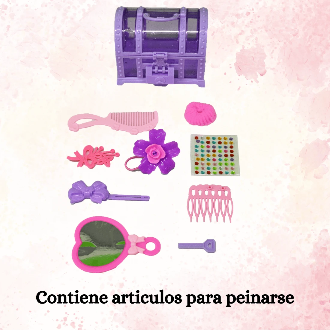 Juguete De Cofre Con Articulos Para Peinarse, Cofre Del Tesoro Para El Cabello Infantil
