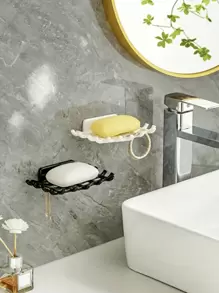 Checkered Soap Dish Wall Mounted Drainage Rack, Bathroom Hanging Soap Holder, Novelty Bathroom Accessories, No-Drill Installation Home Bathroom Decor Fall Decor Back To School