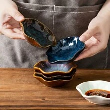 1/6 piezas Conjunto de salseras japonesas de cerámica - Pequeños platos con acabado esmaltado creativo para condimentos y encurtidos, perfecto para uso en la cocina del hogar - Multicolor - Ver 3