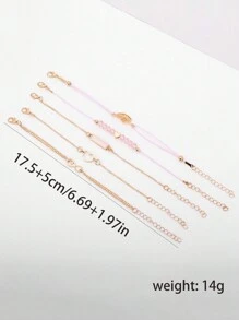 6 Stück/Set Quarz Sternenhimmel Zifferblatt Uhr mit PU Lederarmband und Seil mit schwarzen Perlen Liebe Armband, schwarze geometrische quadratische Figur, Blatt 5-teiliges Set, geeignet für den täglichen Lässig-Stil, einfach und elegant, die beste Wahl für Halloween, Weihnachten, Valentinstag, Muttertag, Urlaubsgeschenke