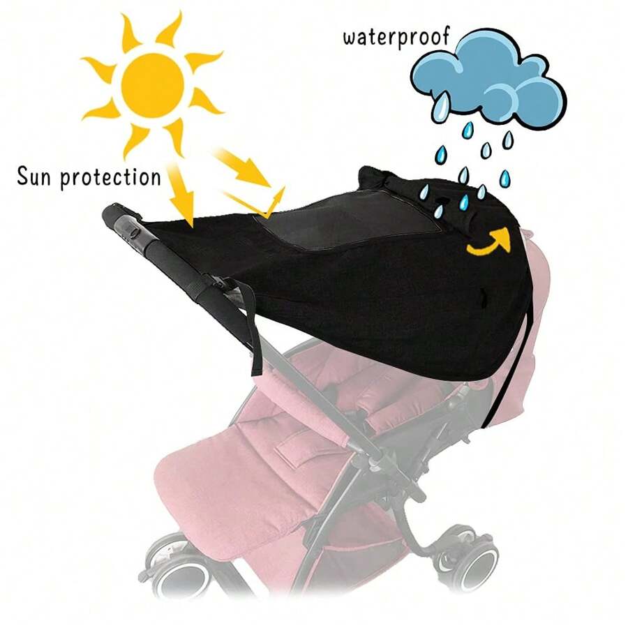 Universal Baby Stroller Sun Shade, Breathable Stroller Canopy, Sun And Rain Cover With See