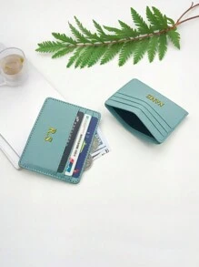 Spersonalizowane spersonalizowane inicjały nazwa 3D grawerowane złoty proces tłoczenia na gorąco ultracienki skórzany mini portfel w jednolitym kolorze smukły portfel na karty kredytowe męski biznesowy mały dowód osobisty dla kobiet portfel 4 gniazda uchwyt na karty prezent walentynki,portfele i torby damskie,Tendencia Local