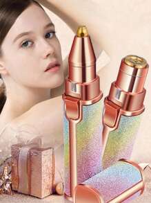 1件裝女性用無痛便攜式2合1電動除毛器－眉毛修剪器、唇部刮毛器，迷你尺寸，可去除眉毛、唇線與臉部毛髮，USB充電便攜式刮毛器，無痛自動眉毛刮毛器，臉部除毛，女性美容 - 彩色 - 查看 2