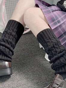 1/2 Pairs Autumn/Winter Cable Knit Leg Warmers, Cute Knit Mid-Calf Leg Warmers, White Stackable Leg Warmers, Best-Selling For Autumn/Winter - Twisted Socks - View 5