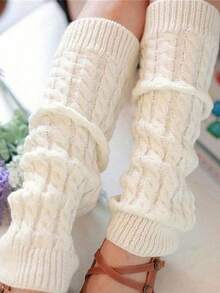 1/2 Pairs Autumn/Winter Cable Knit Leg Warmers, Cute Knit Mid-Calf Leg Warmers, White Stackable Leg Warmers, Best-Selling For Autumn/Winter - Twisted Socks - View 8