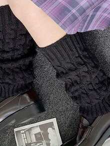 1/2 Pairs Autumn/Winter Cable Knit Leg Warmers, Cute Knit Mid-Calf Leg Warmers, White Stackable Leg Warmers, Best-Selling For Autumn/Winter - Twisted Socks - View 4