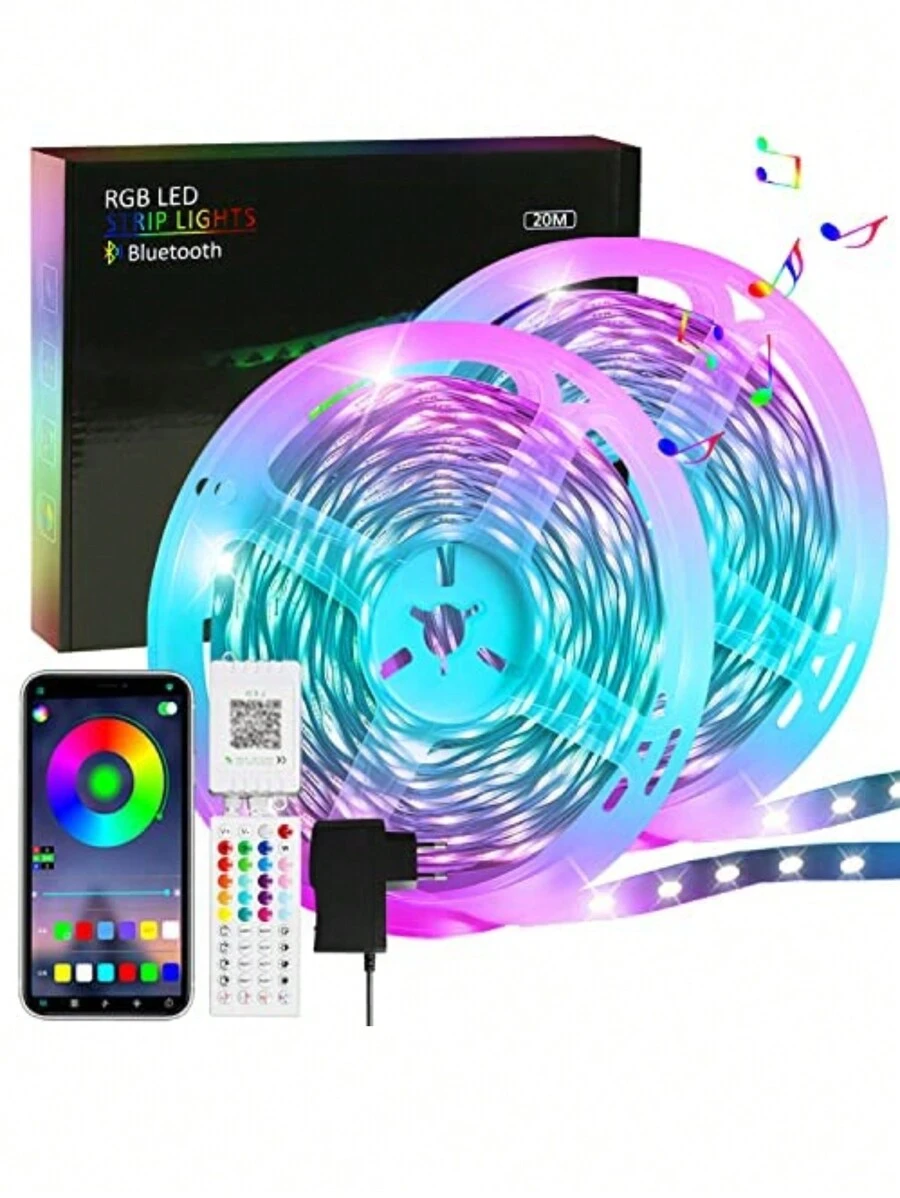 ZMH Smart LED Strip 10/20/30m RGB Strip Self-Adhesive Fairy Lights Bluetooth Light Strip 16 Million Color Change Music Control With Remote Control Mobile Phone Control Strip For Bedroom Party Kitchen TV Decoration - 查看 1