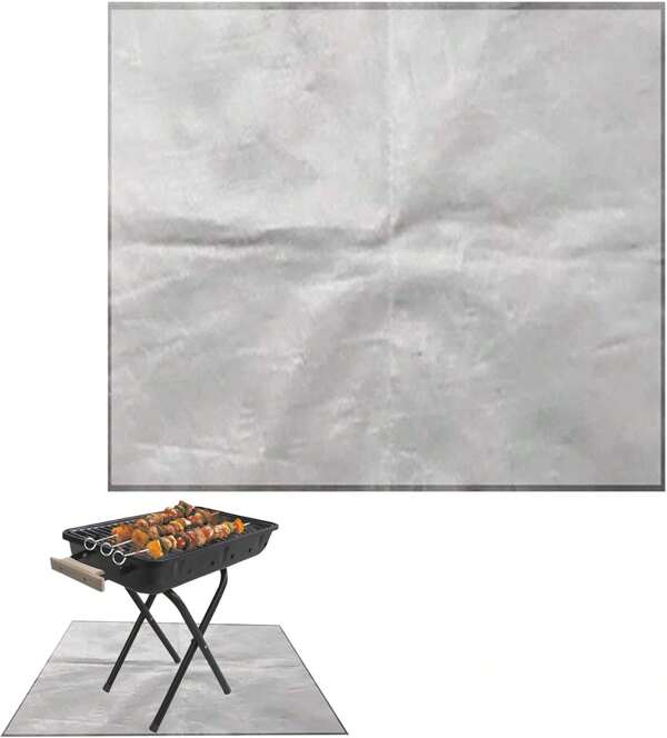 Tapis de foyer ignifuge, réutilisable, résistant à la chaleur, couverture anti-feu, tapis d'isolation thermique pour barbecue, pique-nique, terrasse, jardin, herbe, 100 x 100 cm