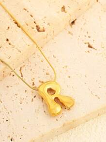 1 Pezzo Collana pendente con 26 lettere in acciaio inossidabile, di stile semplice e alla moda, classico e senza tempo, adatto per uso quotidiano, come regalo, per feste o festival musicali