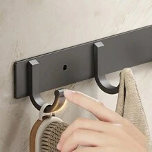 Space Aluminum Black Hook, Bathroom Towel Hook, Living Room Door Hook, Thick Wall-Mounted Hook, Towel Hanger - Black - View 8