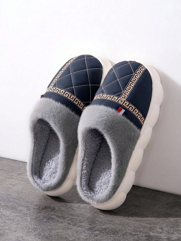 Męskie kapcie domowe Niskie obcasy Nowość 2024 Eleganckie męskie kapcie Okrągły nosek Minimalistyczne Ciepłe zimowe codzienne życie Wygodne swobodne jesienno-zimowe buty Futrzane kapcie