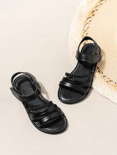 A Pair Of Stylish, Comfortable Hook And Loop Sandals For Children, Cute Sandals For School, Sandals For Boys And Girls, Soft Thick Soles, Handwoven With Children's Sandals