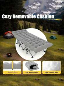 1pc Portable Folding Bed - Heavy Duty Dual Sided Mattress, Camping Bed, Easy To Assemble, Includes Carry Bag, Gray, Space Saving, Comfortable Sleeping Solution For Indoor/ Outdoor Use,Valentine's Day Gift