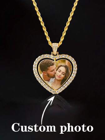 Customized Picture Necklace, Photo Pendant For Wife, Personalized Photo Heart Necklace Engraved With Your Special Moments Gold, Silver Stylish, Fall Fashion, Valentines