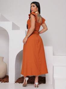 Midi Skirt Set With Belt In Marrant Fabric, Cropped, Ruffled With Padding, Size M 38-40 G 40-42 Gg 42-44 - Apricot - View 2