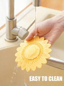 1 pieza Filtro de desagüe de fregadero con diseño de flor, cubierta de desagüe con diseño de flor, filtro de pelo y tapón de desagüe, tapón de desagüe desodorante, desagüe de girasol con función desodorante, adecuado para bañera, fregadero, cocina, accesorios de baño