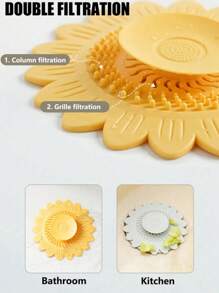 1 pieza Filtro de desagüe de fregadero con diseño de flor, cubierta de desagüe con diseño de flor, filtro de pelo y tapón de desagüe, tapón de desagüe desodorante, desagüe de girasol con función desodorante, adecuado para bañera, fregadero, cocina, accesorios de baño
