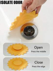1 pieza Filtro de desagüe de fregadero con diseño de flor, cubierta de desagüe con diseño de flor, filtro de pelo y tapón de desagüe, tapón de desagüe desodorante, desagüe de girasol con función desodorante, adecuado para bañera, fregadero, cocina, accesorios de baño