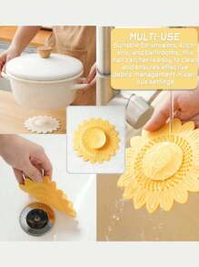 1 pieza Filtro de desagüe de fregadero con diseño de flor, cubierta de desagüe con diseño de flor, filtro de pelo y tapón de desagüe, tapón de desagüe desodorante, desagüe de girasol con función desodorante, adecuado para bañera, fregadero, cocina, accesorios de baño