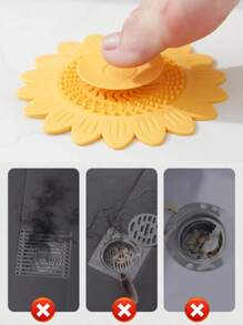 1 pieza Filtro de desagüe de fregadero con diseño de flor, cubierta de desagüe con diseño de flor, filtro de pelo y tapón de desagüe, tapón de desagüe desodorante, desagüe de girasol con función desodorante, adecuado para bañera, fregadero, cocina, accesorios de baño