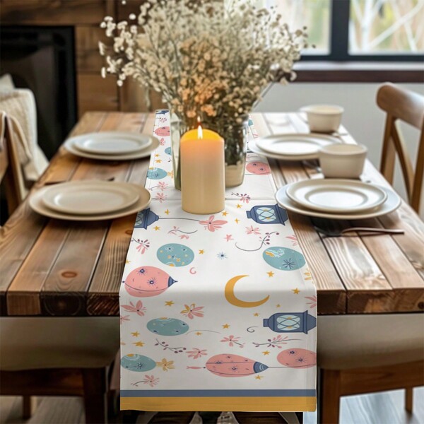 1/4 peças de jogo americano de mesa com bandeira de desenho a lápis, caminho de mesa de tecido para feriados, decoração para casa, decorações, conjunto de jogo americano de mesa com bandeira de presente para celebrações internas e externas, suprimentos para festas sazonais, decoração de mesa de jantar de cozinha, decoração de mesa de festa, caminho de mesa de decoração de sala de casa, toalha de mesa de jantar de restaurante