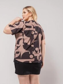 Plus Size Women's Blouse Curve T-Shirt Women's Short Sleeve Blouse G1 G2 G3 - 鏽棕色 - 查看 2