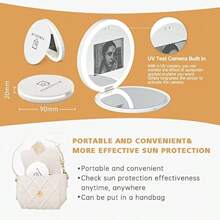 Compact Mirror With UV Camera Sunscreen Test Portable Travel Mirror For Sun Protection Lighted Makeup Mirror 2X Magnification Pocket Mirror For Handbag - as pic - View 7
