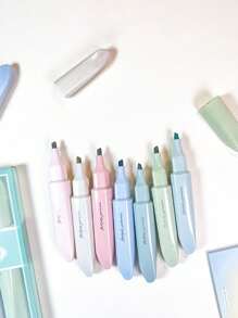 Random Macaron Fluorescent Highlighter Soft-Tip Marker Pen, Cute Kawaii For Journals, Planners, Notes, Stationery