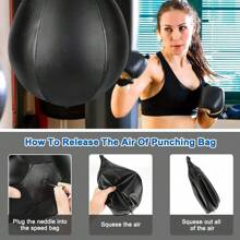 Leather Hanging Speed Bag With Air Pump And Metal Hook For Boxing, Muay Thai, Fitness, And Combat Sports Training Set - Multicolor - View 4