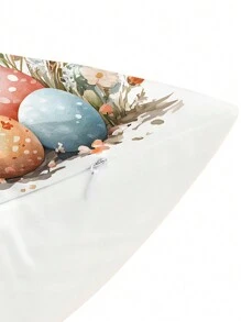 1pc Easter Rabbit & Egg Pattern Soft & Comfortable Single Sided Printed Pillow Case (Pillow Insert Not Included), Suitable For Bedroom, Living Room, Sofa, Party Decoration - Multicolor - View 4