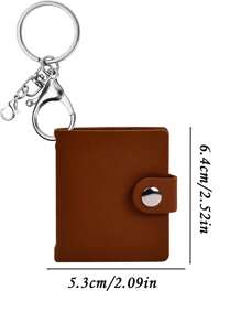 Mini Photo Album With Keychain, 2 Inch Leather Photo Memory Keychain, Photo Album, Scrapbook With 20 Pockets Keychain, Album, Card Slot - Coffee Brown - View 7