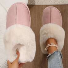 Women's Cozy Memory Foam Slippers,Fuzzy Wool-Like Plush Fleece Lined House Slippers Indoor Outdoor Slippers With Anti-Skid Rubber Sole - Bụi hồng - Xem 10