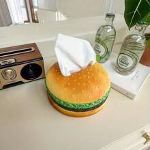 New Creative Hamburger Resin Tissue Box Retro American Style Home Living Room Coffee Table Decoration Ornaments Home Dining Table Decoration Storage Box, Tissue Holder, Suitable For Family Restaurant Home And Desk Accessories Decoration - Multicolor - View 11