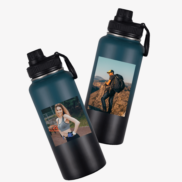 1 Bottiglia d'acqua sportiva personalizzata con logo fotografico, in acciaio inossidabile da 32oz con isolamento sottovuoto, con stampa 3D di foto personalizzata, bocca larga con manico e coperchio, lavaggio a mano, ideale per Nuovo Anno, Festa della Mamma, Festa del Papà, Anniversari, multifunzionale, anti-muffa, ornamentale, riutilizzabile, a tenuta stagna, adorabile, per anniversari, compleanni, inaugurazione della casa, laurea, cucina, sala da pranzo, camera da letto, ufficio, soggiorno, casa, giardino, sala da tè