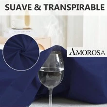 2 Pcs Solid Color Waterproof Pillowcases Soft And Comfortable - Standard Or King Size - Blue - View 3