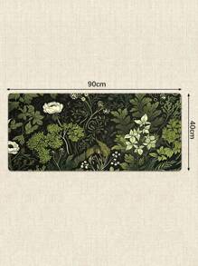 1pc Green Floral Pattern Rubber Anti-Slip Computer Laptop Office Gaming Mouse Pad