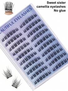 60 piezas/120 piezas de grupos de pestañas postizas C-Curl autoadhesivas, pestañas postizas sin pegamento, de diseño de alto volumen adecuadas para cualquier forma de ojo, aptas para escenario, fiesta y ocasiones festivas