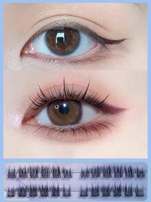 60 piezas/120 piezas de grupos de pestañas postizas C-Curl autoadhesivas, pestañas postizas sin pegamento, de diseño de alto volumen adecuadas para cualquier forma de ojo, aptas para escenario, fiesta y ocasiones festivas