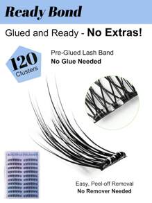 60 piezas/120 piezas de grupos de pestañas postizas C-Curl autoadhesivas, pestañas postizas sin pegamento, de diseño de alto volumen adecuadas para cualquier forma de ojo, aptas para escenario, fiesta y ocasiones festivas