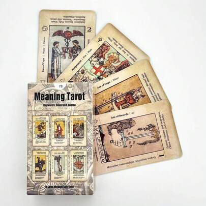 Meaning Tarot Cards Deck(With Pdf-Guide),Fortune Telling Game,Halloween Gift,Christmas Gift,Tarot Cards,Tarot,Tarot Deck,Cards>Game,Tarot Deck Round,Tarot Card Bag