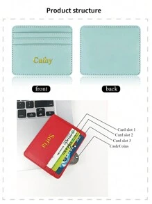 Spersonalizowane spersonalizowane inicjały nazwa 3D grawerowane złoty proces tłoczenia na gorąco ultracienki skórzany mini portfel w jednolitym kolorze smukły portfel na karty kredytowe męski biznesowy mały dowód osobisty dla kobiet portfel 4 gniazda uchwyt na karty prezent walentynki,portfele i torby damskie,Tendencia Local