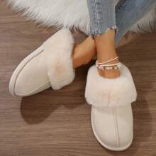 Women's Cozy Memory Foam Slippers,Fuzzy Wool-Like Plush Fleece Lined House Slippers Indoor Outdoor Slippers With Anti-Skid Rubber Sole - 米色 - 查看 4