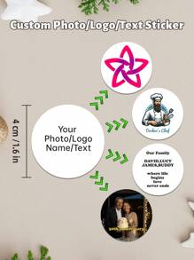 15/35/70/140/350 Pcs Custom Stickers, Round 4x4cm(1.6x1.6in) On White Color Base, Supporting Image/Logo/Text/Font/Color Customization, Suitable As Greeting Stickers/Name Stickers/Gift Stickers/Envelope Sealers For Wedding, Christmas & New Year And Other Holiday Gift Box, Also Great For Brand Promotion For Company/Pet Store/Cake&Bakery/Florist And Other Business Etc