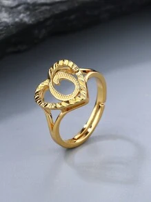 1 chiếc nhẫn sáng tạo cổ điển 26 chữ cái có thể điều chỉnh, phong cách châu Âu và Mỹ, phù hợp cho các cặp đôi - Vàng - Xem 35