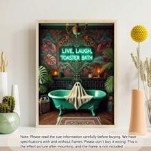 1 幅带框帆布墙艺术海报 Live Laugh Toaster Bath 热带哥特式浴室帆布趣味鬼魂印刷极简主义装饰 Tropigoth 海报、墙艺术、房间装饰用品 - 彩色 - 查看 12