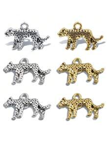 10 pièces/paquet 2 couleurs 15*24mm Pendentifs charms 3D animaux, ornement léopard double face élégant pour la fabrication de bijoux DIY, cadeau de vacances